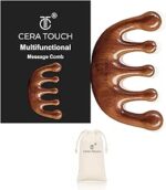 Cera Touch Sandalwood Hair Comb, Handmade 100% Natural Wooden Scalp Massager