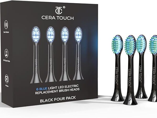 Cera Touch LED Electric Toothbrush Head – Compatible with Cera Touch LED Toothbrush, Pack of 4 Replacement Heads for Deep Clean & Effective Whitening.