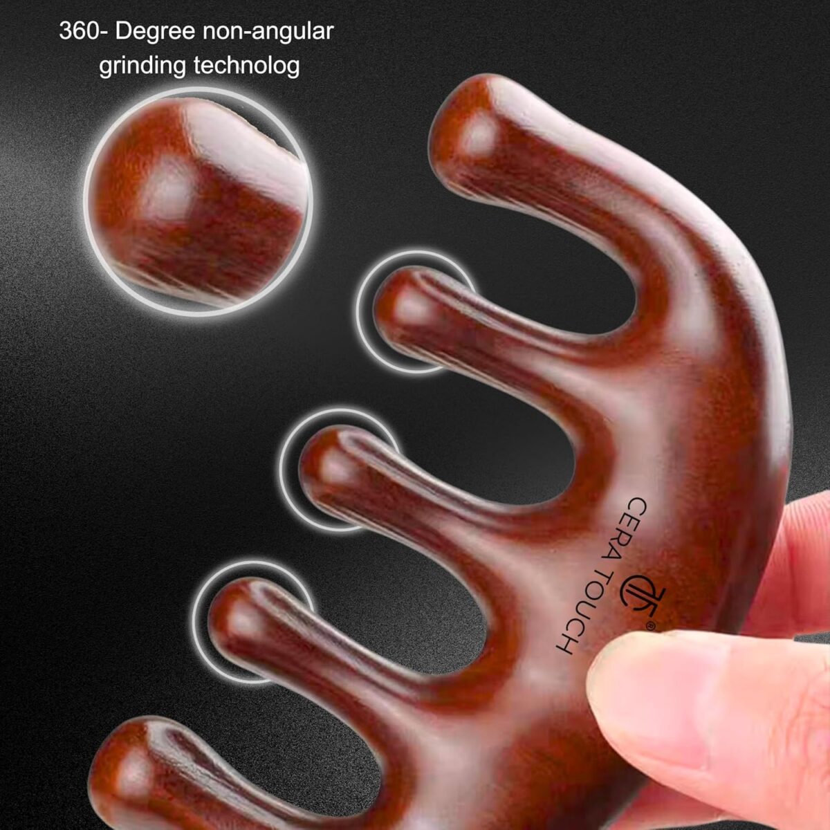 Cera Touch Sandalwood Hair Comb, Handmade 100% Natural Wooden Scalp Massager - Image 2