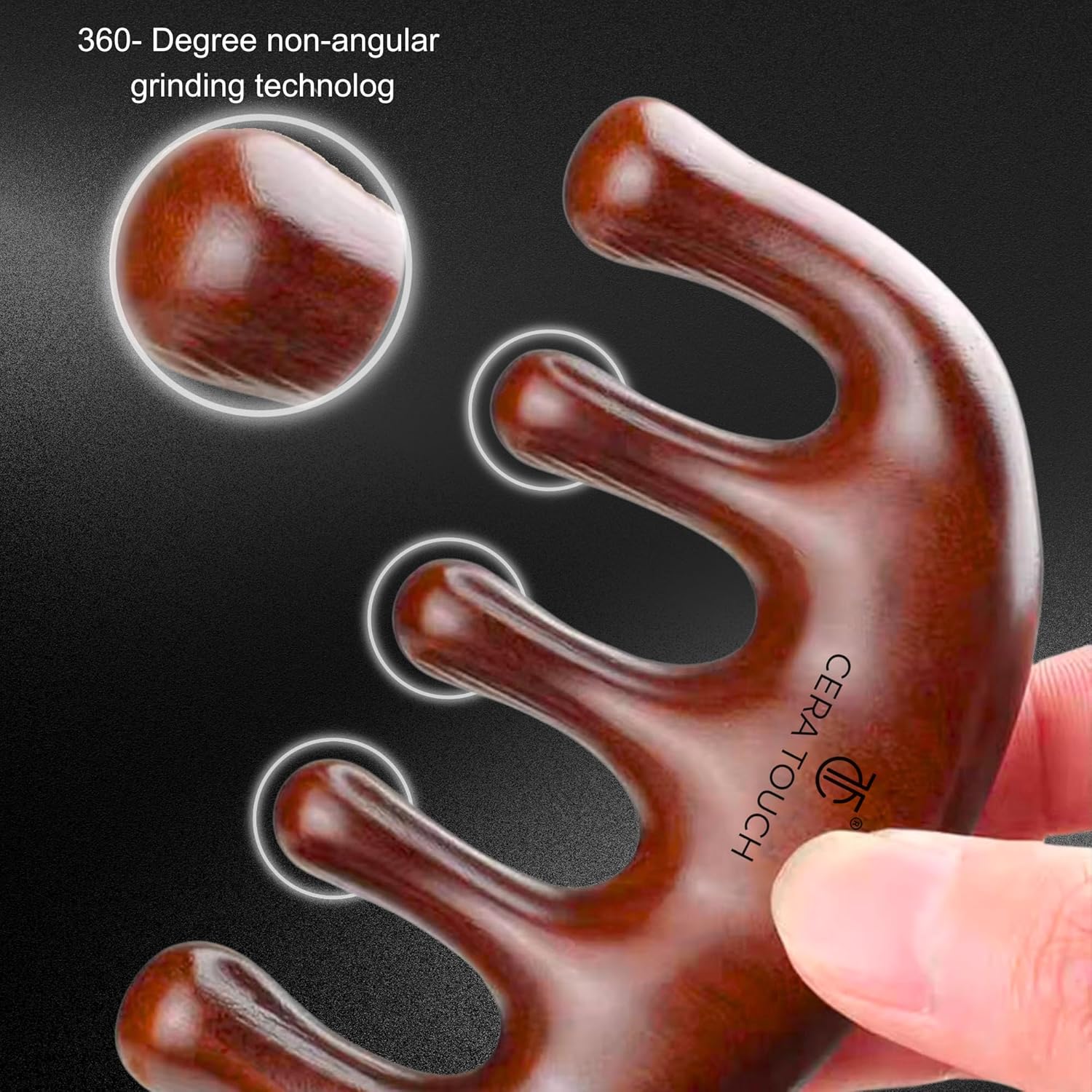 Cera Touch Sandalwood Hair Comb, Handmade 100% Natural Wooden Scalp Massager