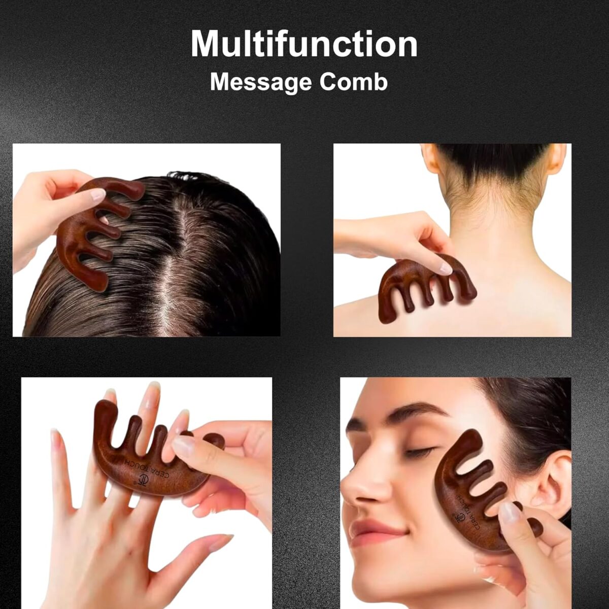 Cera Touch Sandalwood Hair Comb, Handmade 100% Natural Wooden Scalp Massager - Image 4