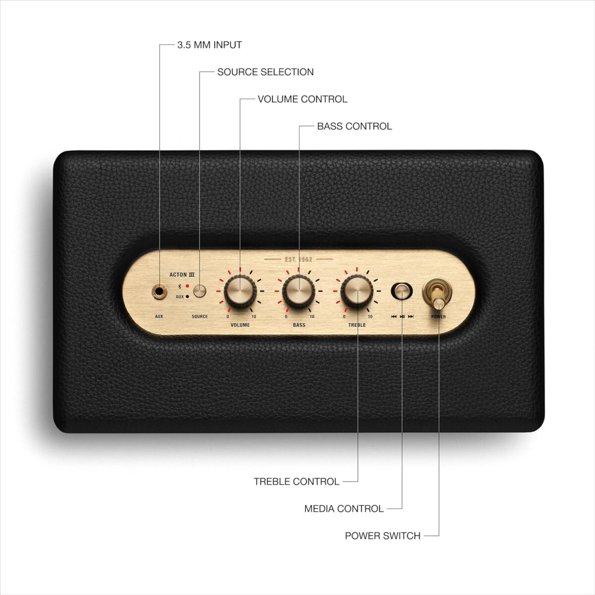 Marshall Acton III Bluetooth Home Speaker, Black - Image 7