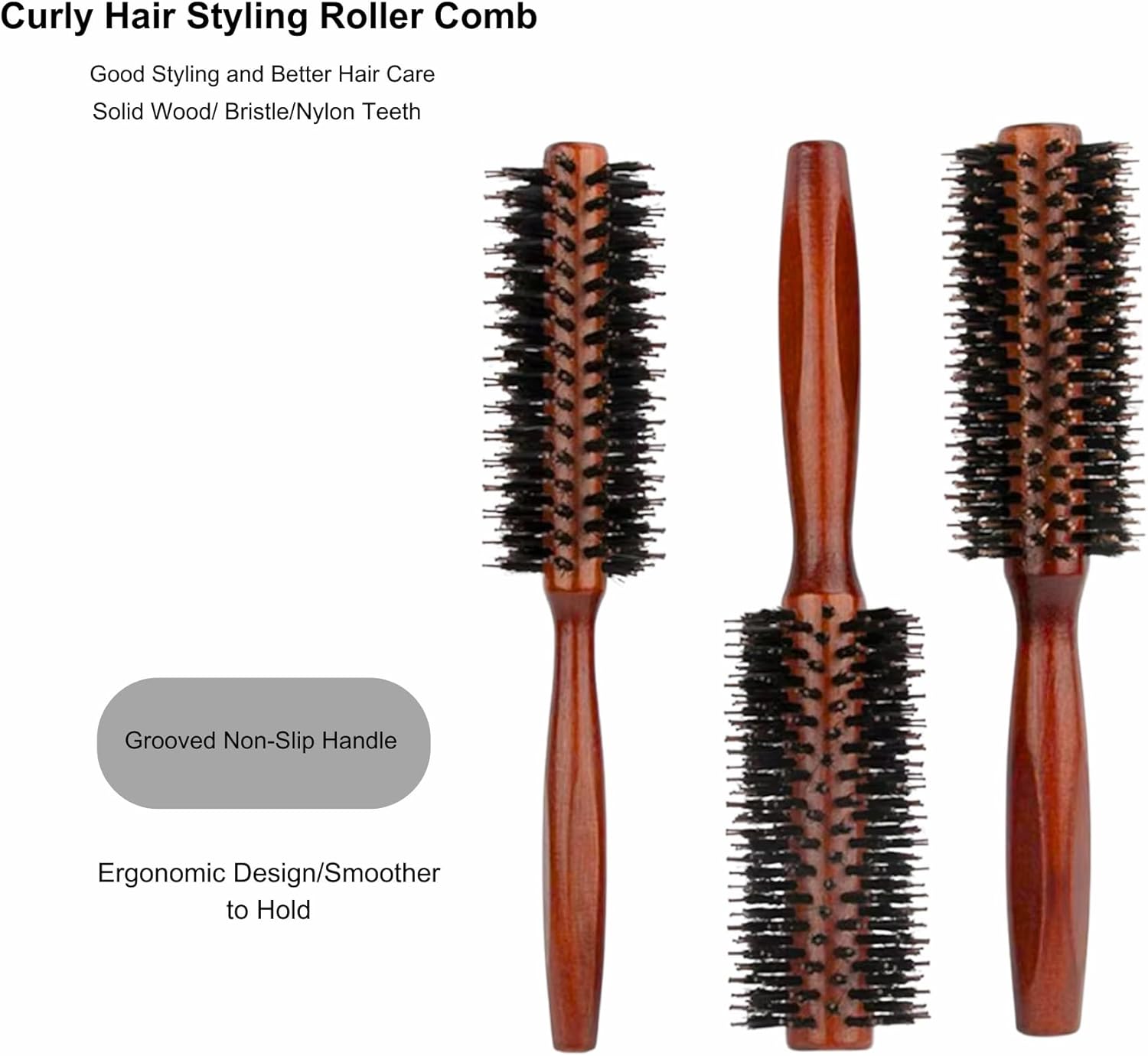 Cera Touch Hair Curler and Styling Wooden Brush – Heat-Resistant Round Brush for Blow Drying, Curling & Smoothing, Perfect Hair Curler Tool.