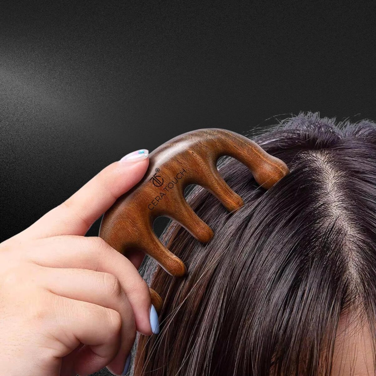 Cera Touch Sandalwood Hair Comb, Handmade 100% Natural Wooden Scalp Massager - Image 7